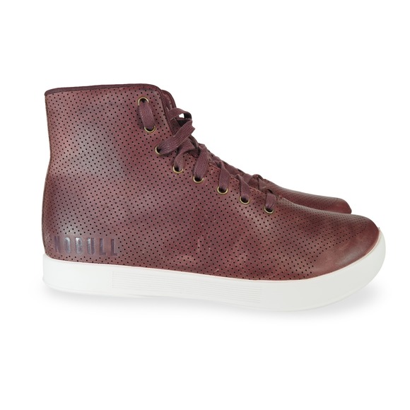 NOBULL Outwork High Top Leather Trainers Mens 8 Womens 9.5 Burgundy Perforated - Picture 4 of 11
